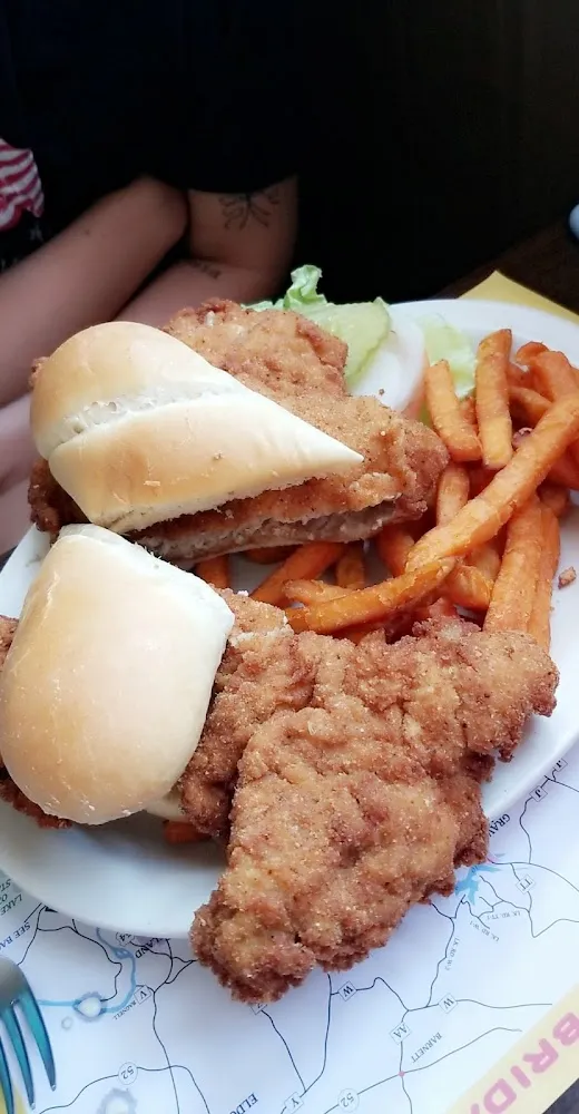 Pork Tenderloin Sandwich and Fries